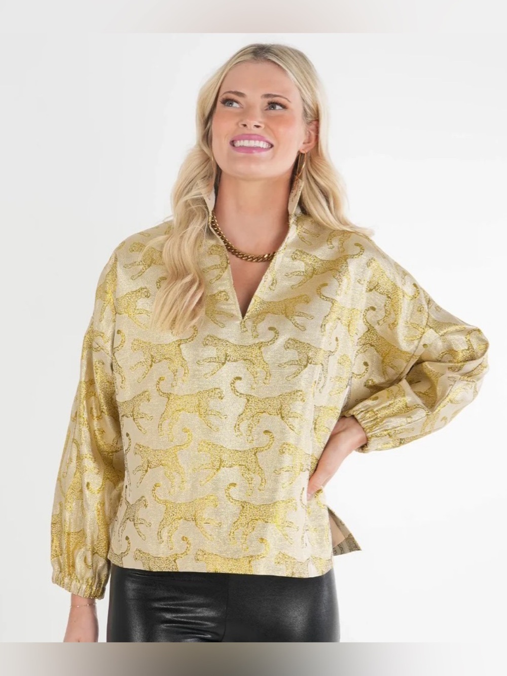 Emily McCarthy Gold POPPY POP-OVER - JAGUAR JACQUARD Size Small